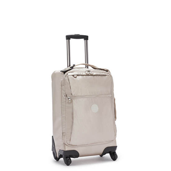 Kipling Darcey Small Metallic Carry-On Rolling Kufferter Beige | DK 1743VR